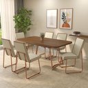 Ver imagem 1 de Conjunto Sala de Jantar Peonia 6 Lugares Tampo MDP Rosê 170cm Móveis Carraro