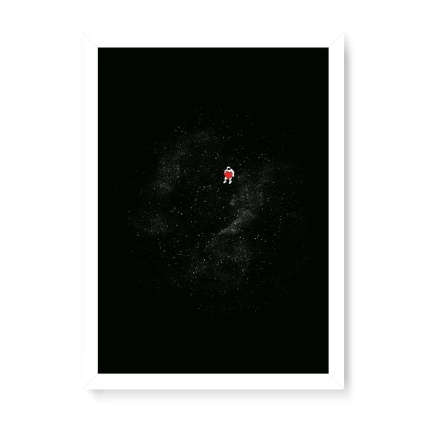 Quadro Decorativo Astronauta Coração - 65x46cm (Moldura em laca branca) - Arte Maníacos - 1
