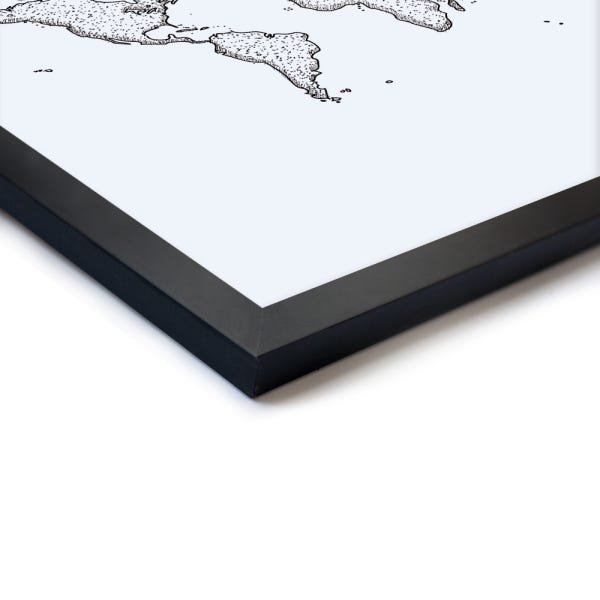 Quadro Decorativo Mapa Mundi Traça Nanquin - 50x50cm (Moldura em laca preta) - Arte Maníacos - 2