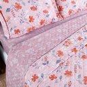 Ver imagem 3 de Kit Cobre Leito Colcha Belle Casal Padrão Estampado Dupla Face 400 Fios 3 Peças Floral Rosê