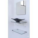 Ver imagem 1 de Kit Cuba Espelho e Prateleira de Vidro para Banheiro 53cm:preto
