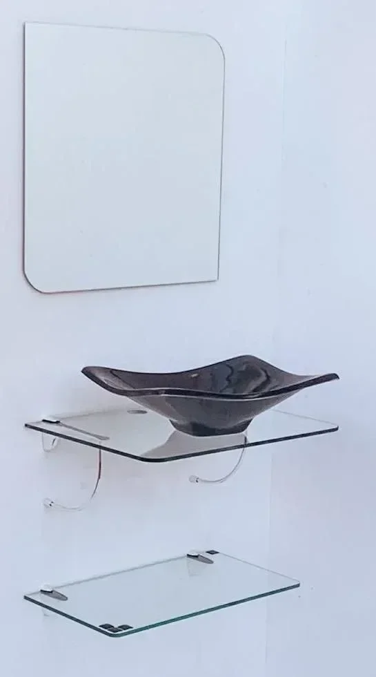 Ver imagem 3 de Kit Cuba Espelho e Prateleira de Vidro para Banheiro 53cm:preto