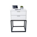 Ver imagem 5 de Mesa de Cabeceira Industrial 40cm Branco 2 Gavetas Pés Ferro Preto para Quarto Cama