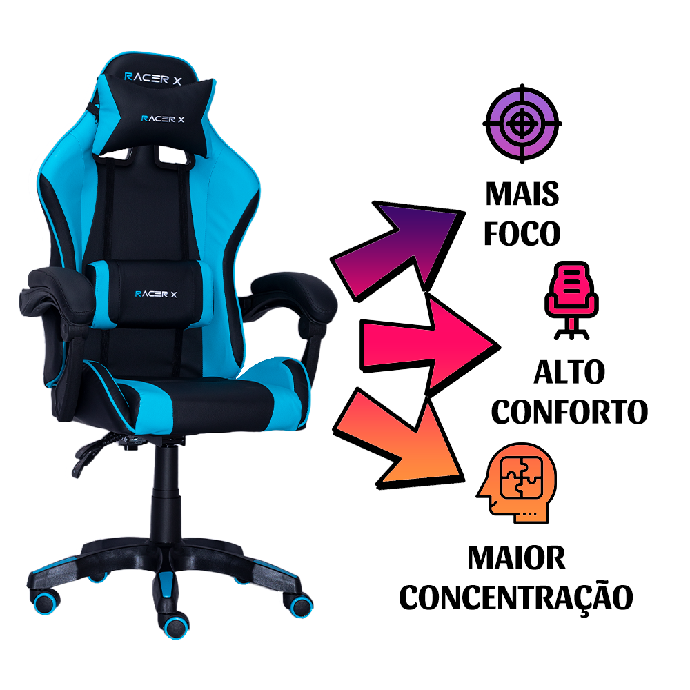 Cadeira Gamer Racer X Comfort Azul Claro - 3