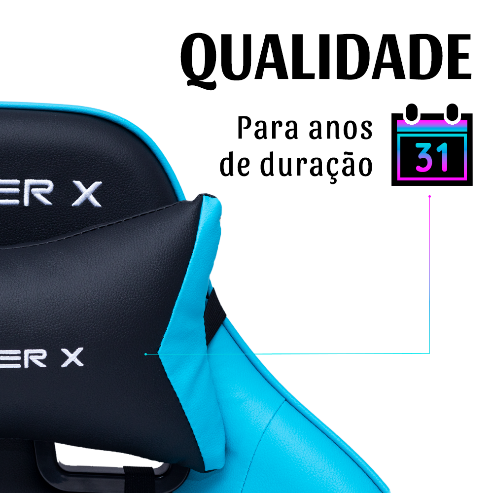 Cadeira Gamer Racer X Comfort Azul Claro - 5