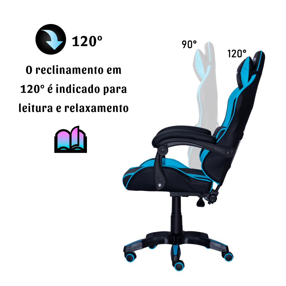 Cadeira Gamer Racer X Comfort Azul Claro - 6