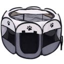 Ver imagem 1 de Cercado Pet Dobrável Portátil Casinha Cachorro Cão e Gatos Tamanho Extra Grande 110cm - Cinza