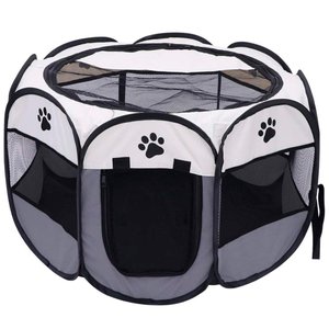 Cercado Pet Dobrável Portátil Casinha Cachorro Cão e Gatos Tamanho Extra Grande 110cm - Cinza