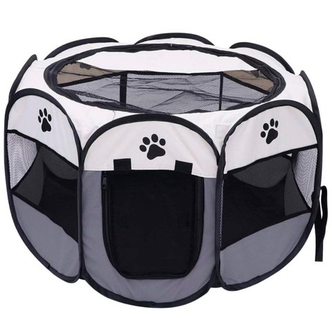 Cercado Pet Dobrável Portátil Casinha Cachorro Cão e Gatos Tamanho Extra Grande 110cm - Cinza