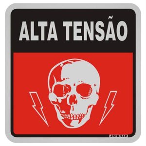 Placa de Alumínio Auto-adesiva 12x12cm Alta Tensão - 900 Aw - Sinalize Placa Alum.12x12 - Alta Tensa