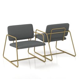 Kit 2 Poltronas Estofadas Industrial Sintra Dourado/suede Cinza - M.a Dourado/suede Cinza - 3