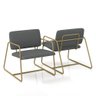 Kit 2 Poltronas Estofadas Industrial Sintra Dourado/suede Cinza - M.a Dourado/suede Cinza - 3