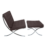 Poltrona com Banqueta Barcelona Base Cromada Couro Ecologico:café - 4