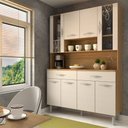 Ver imagem 1 de Armário de Cozinha Kit 8 Portas 2 Gavetas com Vidro Freijó/soft - Panorama Móveis