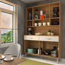 Ver imagem 2 de Armário de Cozinha Kit 8 Portas 2 Gavetas com Vidro Freijó/soft - Panorama Móveis
