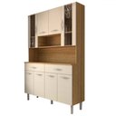 Ver imagem 3 de Armário de Cozinha Kit 8 Portas 2 Gavetas com Vidro Freijó/soft - Panorama Móveis