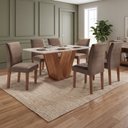 Ver imagem 1 de Conjunto Mesa de Jantar 6 Cadeiras 160cm com Tampo de Vidro