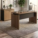 Ver imagem 4 de Mesa Escritorio 125 cm e Balcao 2 Portas 74 cm Nogal Preto Artany