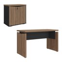 Ver imagem 1 de Mesa Escritorio 125 cm e Balcao 2 Portas 74 cm Nogal Preto Artany