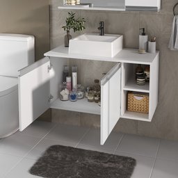 Conjunto de Gabinete Banheiro 80cm com Cuba e Espelheira - 6