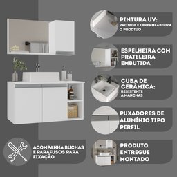 Conjunto de Gabinete Banheiro 80cm com Cuba e Espelheira - 7