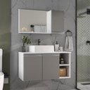 Ver imagem 2 de Conjunto de Gabinete Banheiro 80cm com Cuba e Espelheira