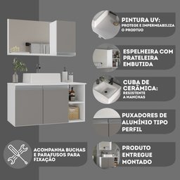 Conjunto de Gabinete Banheiro 80cm com Cuba e Espelheira - 7