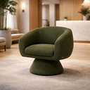 Ver imagem 3 de Poltrona Giratória Orgânica Maya Tecido Linho Courino Design Redondo Sala Quarto Suporta 150kg:linho