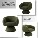 Ver imagem 6 de Poltrona Giratória Orgânica Maya Tecido Linho Courino Design Redondo Sala Quarto Suporta 150kg:linho