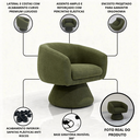Ver imagem 5 de Poltrona Giratória Orgânica Maya Tecido Linho Courino Design Redondo Sala Quarto Suporta 150kg:linho