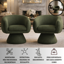 Ver imagem 4 de Poltrona Giratória Orgânica Maya Tecido Linho Courino Design Redondo Sala Quarto Suporta 150kg:linho