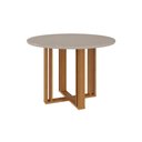 Ver imagem 1 de Mesa P/ Cozinha Flora C/ Tampo Madeirado C/ Vidro 109x109cm Nature/off White - Cimol