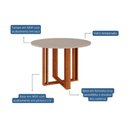 Ver imagem 3 de Mesa P/ Cozinha Flora C/ Tampo Madeirado C/ Vidro 109x109cm Nature/off White - Cimol