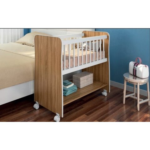 Mini Berço Moisés Rubi Nature/Branco com Colchão - Mobili