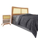 Ver imagem 4 de Cabeceira de Cama Ricco King Madeira com Palhinha Amêndoa