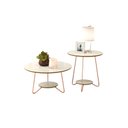 Ver imagem 1 de Conjunto Mesa de Centro e Lateral Liz Off White / Freijó