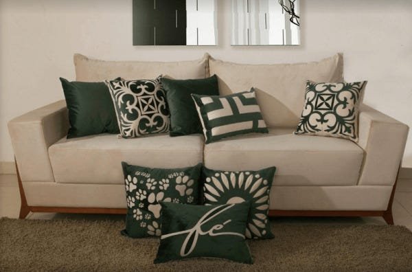 Kit Com 4 Almofadas Decorativa Estampada - Verde - 1