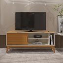 Ver imagem 1 de Rack para Tv até 55 Polegadas 1 Porta com Puxador em Madeira Maciça Nero 136cm Retrô