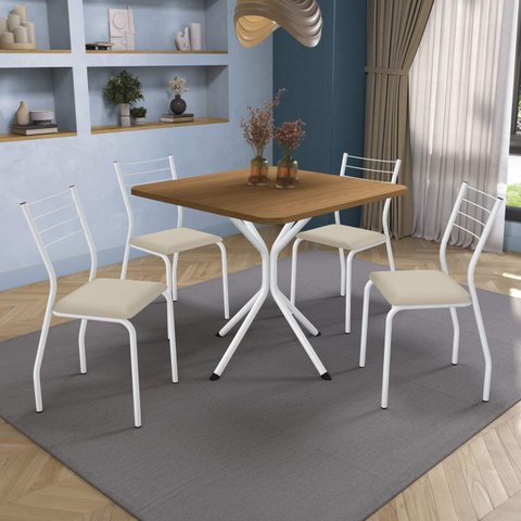 Conjunto de Mesa Completo com 4 Cadeiras Estofadas Cmc1010br Kappesberg Crome