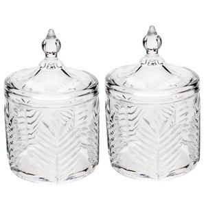 Kit 2 Potiches de Cristal com Tampa 10x15cm Bomboniere Balei