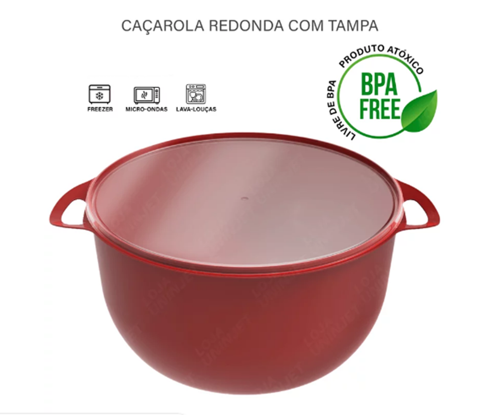 Pote Redondo Caçarola com Tampa e Alça 6,5 Litros Vm:vermelho