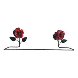 Porta Toalha em Ferro Artesanal Rústico com Rosa 60cm:preto - 1