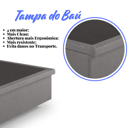 Cama Box Baú Casal 138x188x42cm Courino Linho com Pistão a Gás - 6