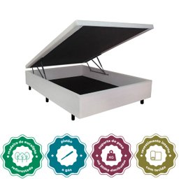 Cama Box Baú Casal 138x188x42cm Courino Linho com Pistão a Gás - 5