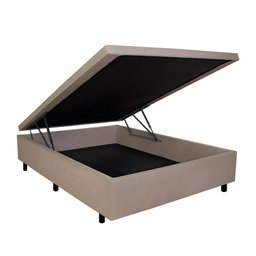 Base Cama Box Baú Casal 138x188x42cm Courino Linho com Pistão a Gás - 3