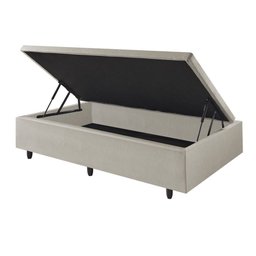 Cama Box Baú Solteiro 88x188x42cm Courino Linho com Pistão a Gás - 1