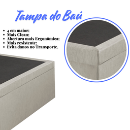 Cama Box Baú Solteiro 88x188x42cm Courino Linho com Pistão a Gás - 7