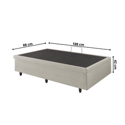 Cama Box Baú Solteiro 88x188x42cm Courino Linho com Pistão a Gás - 2