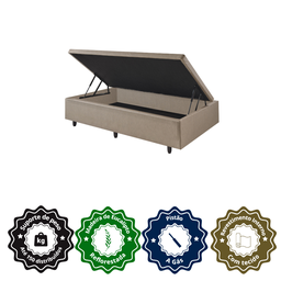 Cama Box Baú Solteiro 88x188x42cm Courino Linho com Pistão a Gás - 5