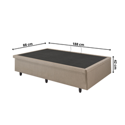 Cama Box Baú Solteiro 88x188x42cm Courino Linho com Pistão a Gás - 2